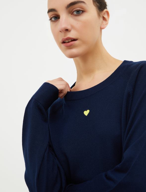 apģērbu 8VJP355 jūras zils rievotu vilnas džemperis sievietes MAX&Co.