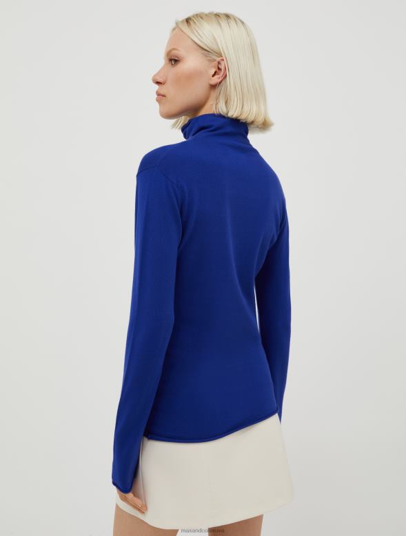 apģērbu 8VJP358 rudzupuķu zils staipīga augšdaļa ar apkakli sievietes MAX&Co.