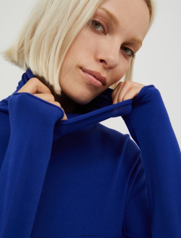 apģērbu 8VJP358 rudzupuķu zils staipīga augšdaļa ar apkakli sievietes MAX&Co.