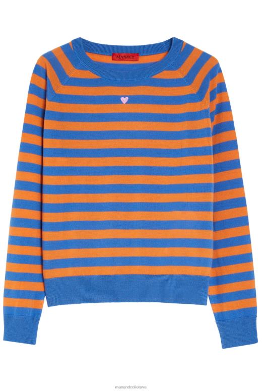 apģērbu 8VJP363 gaisa spēku zils svītrains merino vilnas džemperis sievietes MAX&Co.