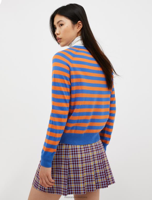 apģērbu 8VJP363 gaisa spēku zils svītrains merino vilnas džemperis sievietes MAX&Co.