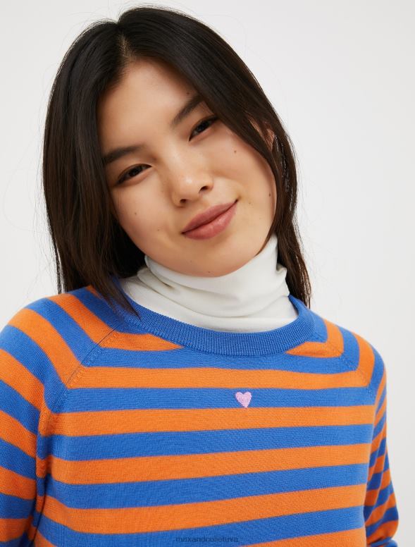 apģērbu 8VJP363 gaisa spēku zils svītrains merino vilnas džemperis sievietes MAX&Co.