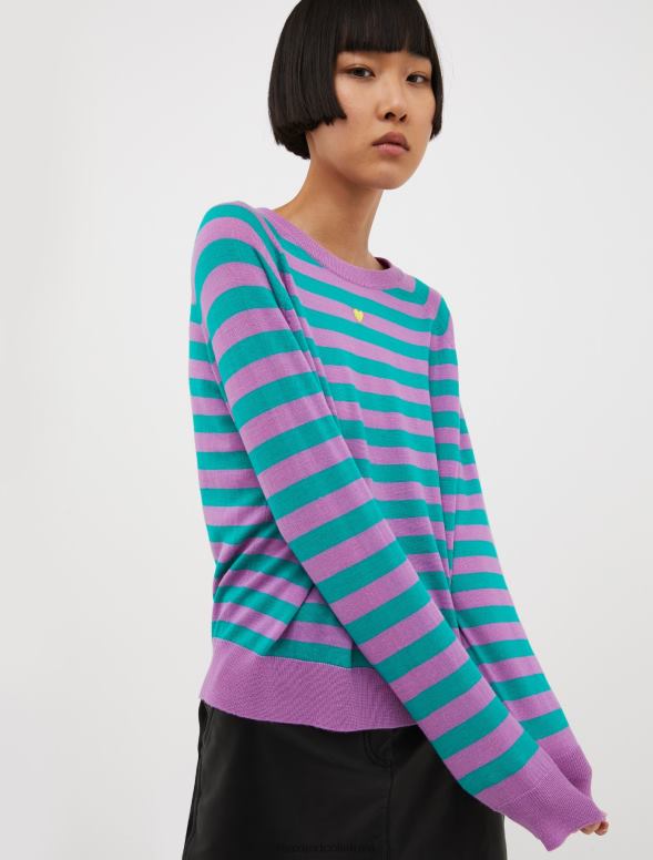 apģērbu 8VJP364 veca roze svītrains merino vilnas džemperis sievietes MAX&Co.