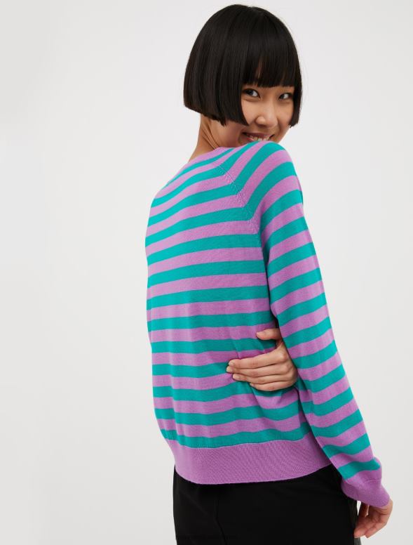 apģērbu 8VJP364 veca roze svītrains merino vilnas džemperis sievietes MAX&Co.