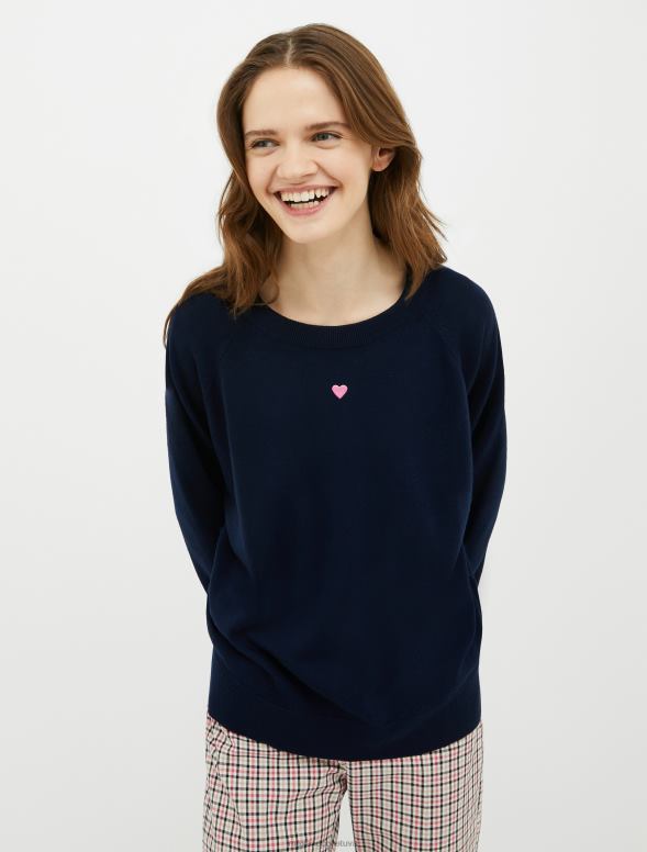 apģērbu 8VJP367 jūras zils svītrains merino vilnas džemperis sievietes MAX&Co.