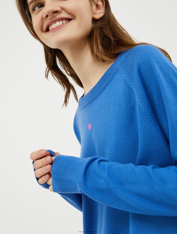 apģērbu 8VJP368 gaisa spēku zils svītrains merino vilnas džemperis sievietes MAX&Co.