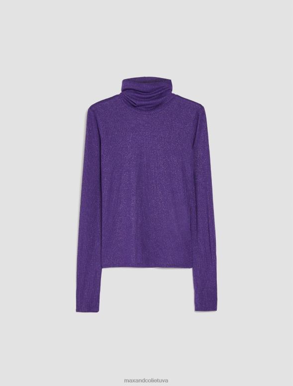 apģērbu 8VJP372 violets lame jersey t-krekls sievietes MAX&Co.