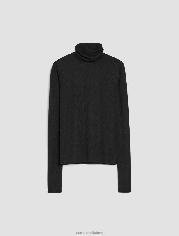 apģērbu 8VJP374 melns lame jersey t-krekls sievietes MAX&Co.