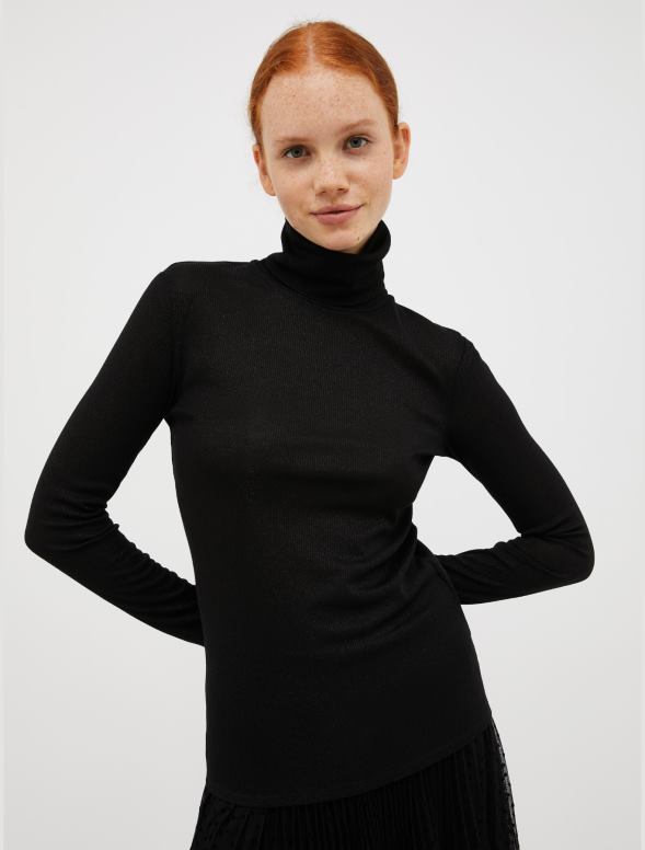 apģērbu 8VJP374 melns lame jersey t-krekls sievietes MAX&Co.