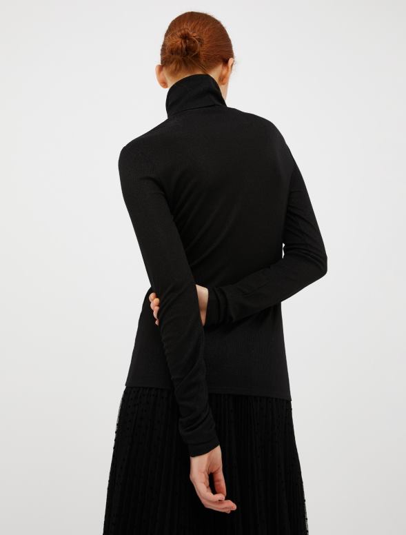 apģērbu 8VJP374 melns lame jersey t-krekls sievietes MAX&Co.