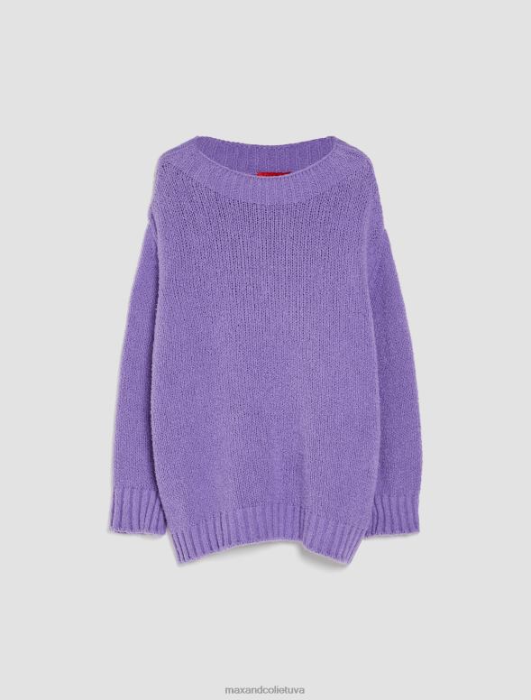 apģērbu 8VJP376 ceriņu raksts lielizmēra kokvilnas kokona džemperis sievietes MAX&Co.