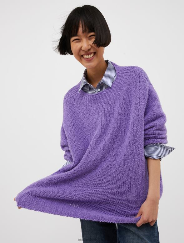 apģērbu 8VJP376 ceriņu raksts lielizmēra kokvilnas kokona džemperis sievietes MAX&Co.