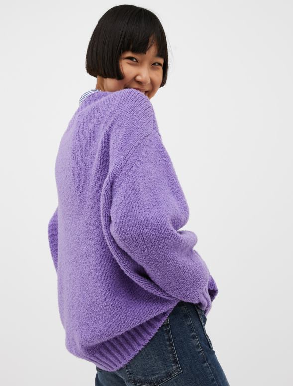 apģērbu 8VJP376 ceriņu raksts lielizmēra kokvilnas kokona džemperis sievietes MAX&Co.