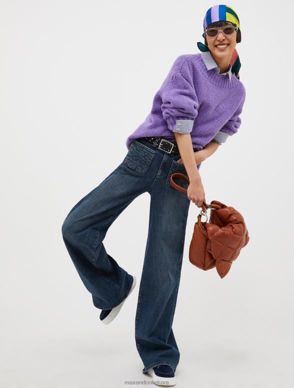 apģērbu 8VJP376 ceriņu raksts lielizmēra kokvilnas kokona džemperis sievietes MAX&Co.