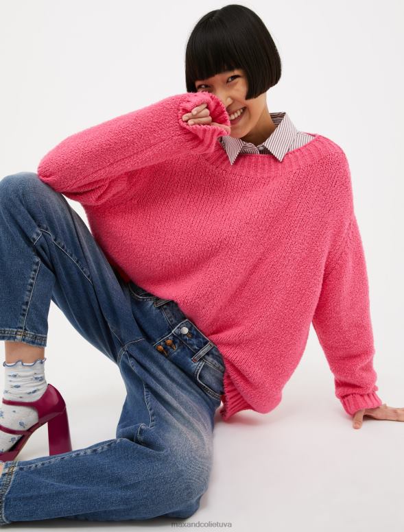 apģērbu 8VJP377 rozā rozā lielizmēra kokvilnas kokona džemperis sievietes MAX&Co.