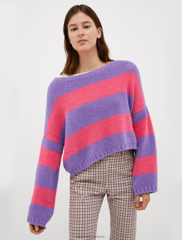 apģērbu 8VJP378 ceriņu raksts apgriezts kokvilnas džemperis sievietes MAX&Co.