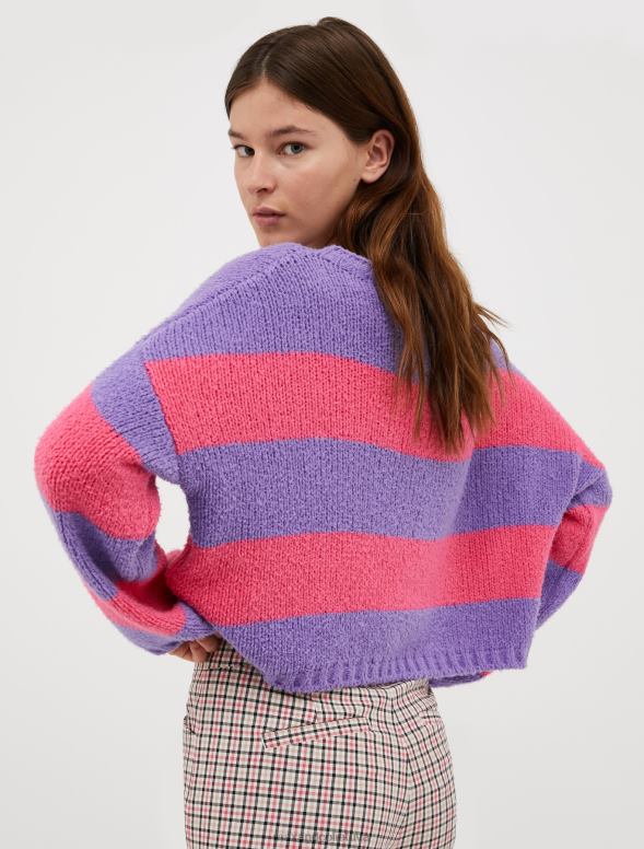 apģērbu 8VJP378 ceriņu raksts apgriezts kokvilnas džemperis sievietes MAX&Co.