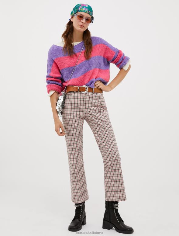 apģērbu 8VJP378 ceriņu raksts apgriezts kokvilnas džemperis sievietes MAX&Co.