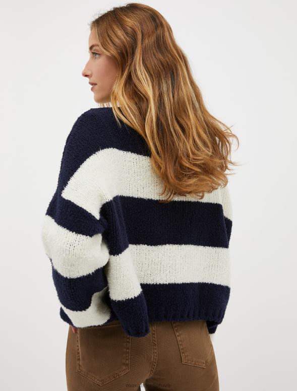 apģērbu 8VJP379 pusnakts zils raksts apgriezts kokvilnas džemperis sievietes MAX&Co.