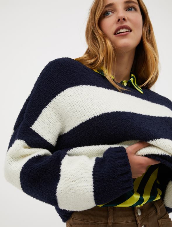 apģērbu 8VJP379 pusnakts zils raksts apgriezts kokvilnas džemperis sievietes MAX&Co.