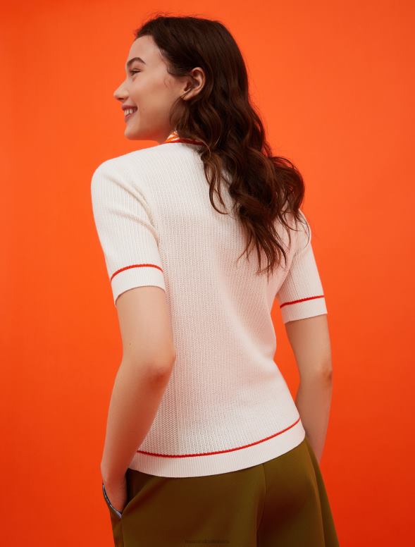 apģērbu 8VJP380 ziloņkaula raksts superga trikotāžas polo krekls sievietes MAX&Co.