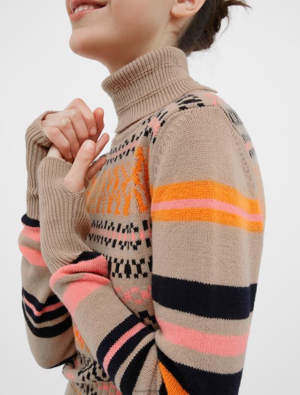 apģērbu 8VJP382 vidēji pelēks žakarda vilnas maisījuma bruņurupucis sievietes MAX&Co.