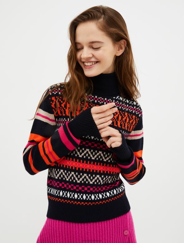 apģērbu 8VJP383 rudzupuķu zils žakarda vilnas maisījuma bruņurupucis sievietes MAX&Co.