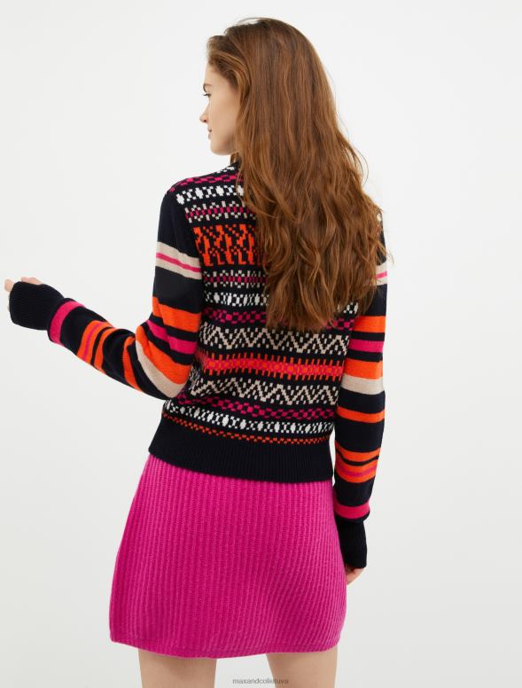 apģērbu 8VJP383 rudzupuķu zils žakarda vilnas maisījuma bruņurupucis sievietes MAX&Co.