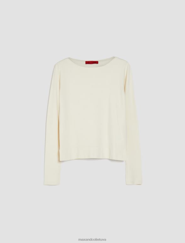 apģērbu 8VJP384 balts raksts laivas kakla džemperis sievietes MAX&Co.