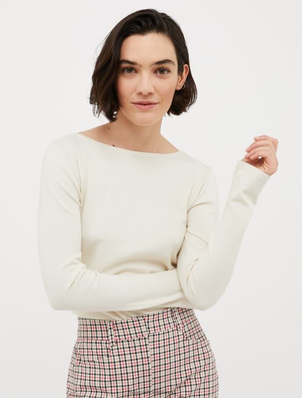 apģērbu 8VJP384 balts raksts laivas kakla džemperis sievietes MAX&Co.