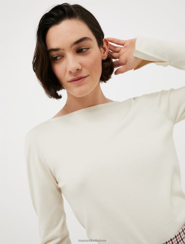 apģērbu 8VJP384 balts raksts laivas kakla džemperis sievietes MAX&Co.