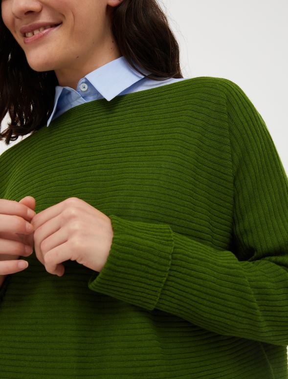 apģērbu 8VJP387 zaļš džemperis ar horizontālu rievojumu sievietes MAX&Co.
