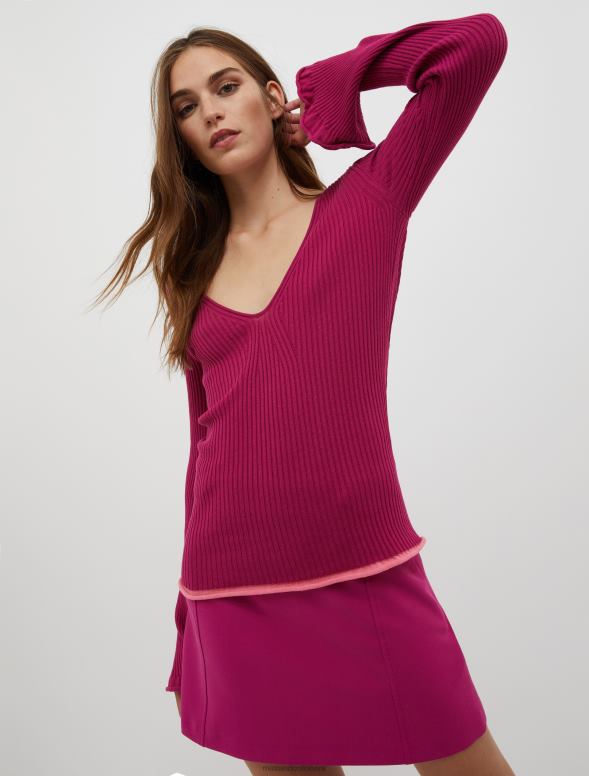 apģērbu 8VJP395 rozā īpaši slaids rievotu džemperis sievietes MAX&Co.