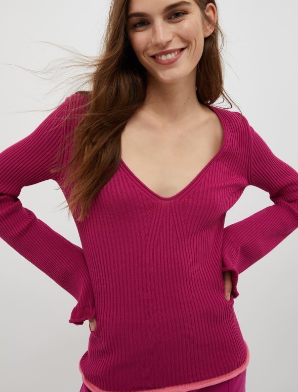 apģērbu 8VJP395 rozā īpaši slaids rievotu džemperis sievietes MAX&Co.