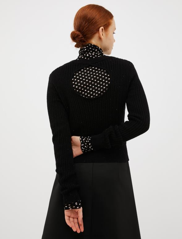 apģērbu 8VJP410 melns džemperis ar fliteriem sievietes MAX&Co.