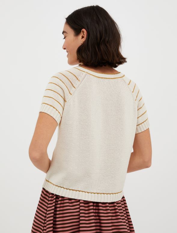 apģērbu 8VJP411 balts raksts izšūts lurekss džemperis sievietes MAX&Co.