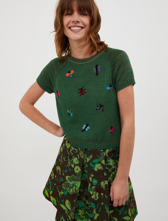 apģērbu 8VJP412 zaļš izšūts lurekss džemperis sievietes MAX&Co.