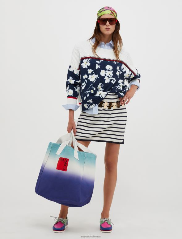 apģērbu 8VJP418 balts raksts džemperis ar ziedu apdruku sievietes MAX&Co.