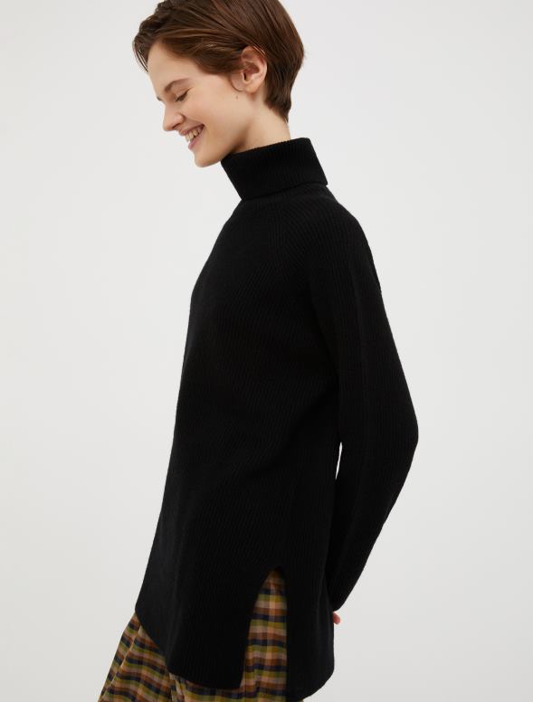 apģērbu 8VJP419 melns zvejnieka pulovers ar apkakli sievietes MAX&Co.