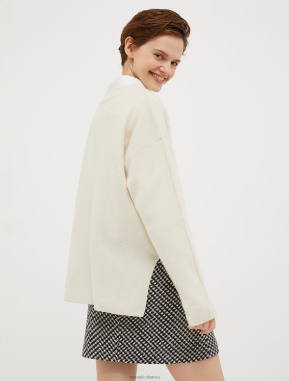 apģērbu 8VJP420 balts tech-wool džemperis ar apkakli sievietes MAX&Co.