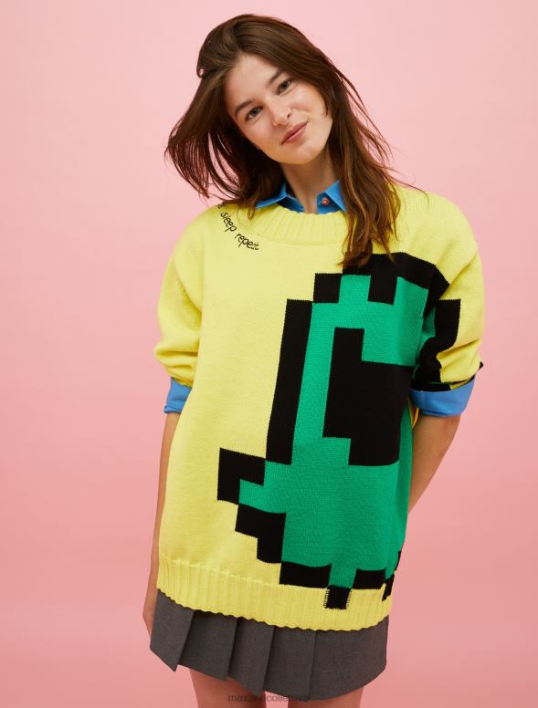 apģērbu 8VJP423 saules dzeltens tamagoči liela izmēra pulovers sievietes MAX&Co.