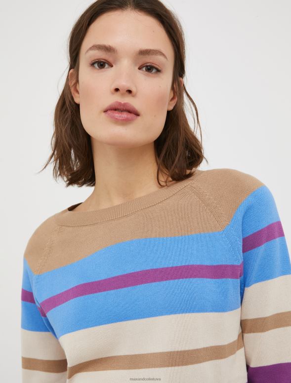 apģērbu 8VJP424 kamieļu raksts intarzijas trikotāžas kokvilnas džemperis sievietes MAX&Co.