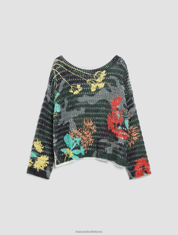 apģērbu 8VJP427 haki zaļš puķu džemperis ar kamuflāžas apdruku sievietes MAX&Co.