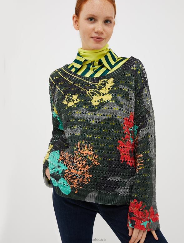 apģērbu 8VJP427 haki zaļš puķu džemperis ar kamuflāžas apdruku sievietes MAX&Co.