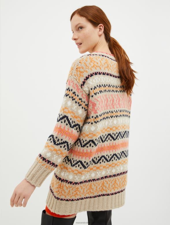 apģērbu 8VJP428 bēšs lielizmēra žakarda pulovers sievietes MAX&Co.