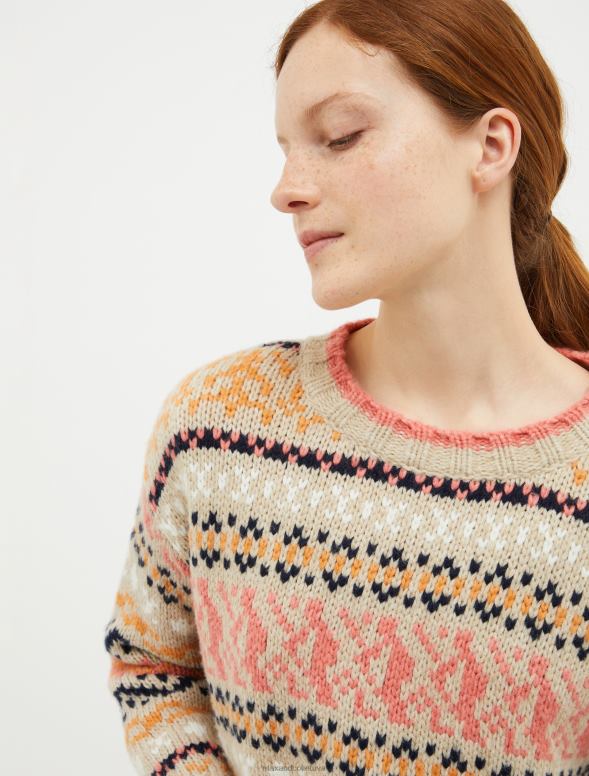 apģērbu 8VJP428 bēšs lielizmēra žakarda pulovers sievietes MAX&Co.