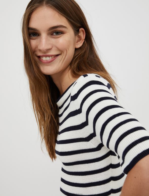 apģērbu 8VJP430 rozā rievotu džemperis ar īsām piedurknēm sievietes MAX&Co.