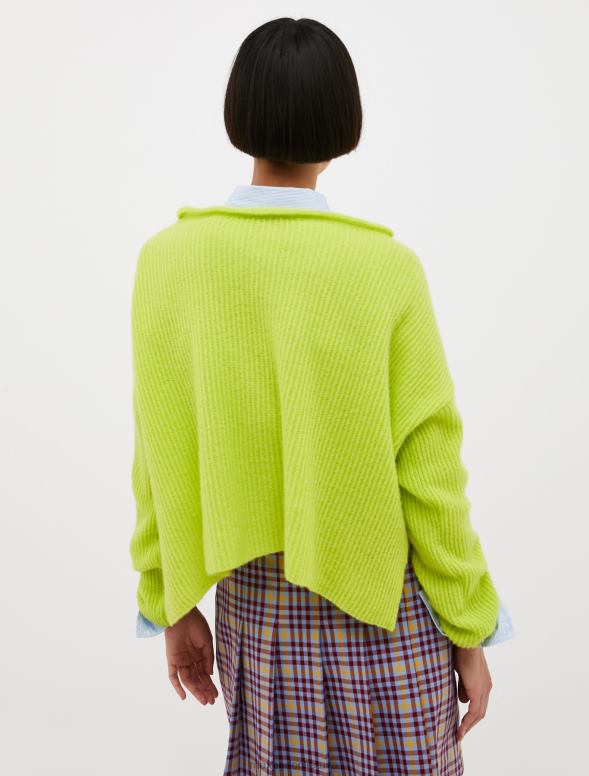 apģērbu 8VJP432 skābi zaļš rievotu kašmira džemperis sievietes MAX&Co.