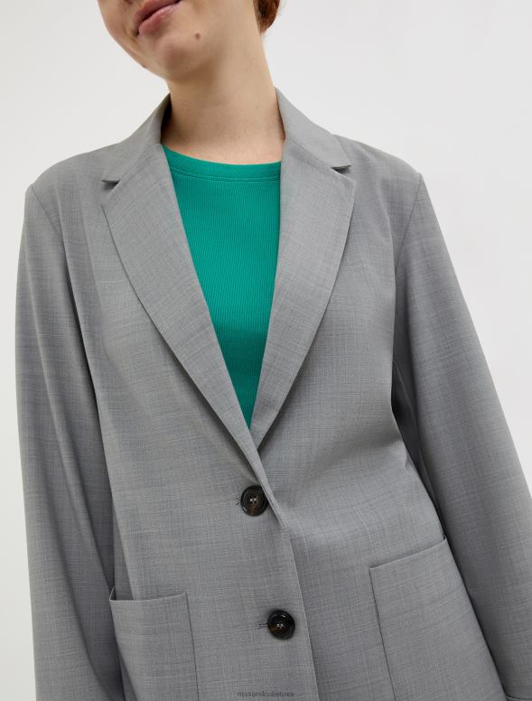 apģērbu 8VJP170 gaiši pelēks vilnas maisījuma žakete sievietes MAX&Co.