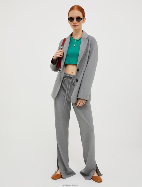 apģērbu 8VJP170 gaiši pelēks vilnas maisījuma žakete sievietes MAX&Co.